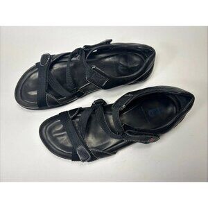 Wolky Womens Black On Black Leather Strap Sandals Shoes Size 41